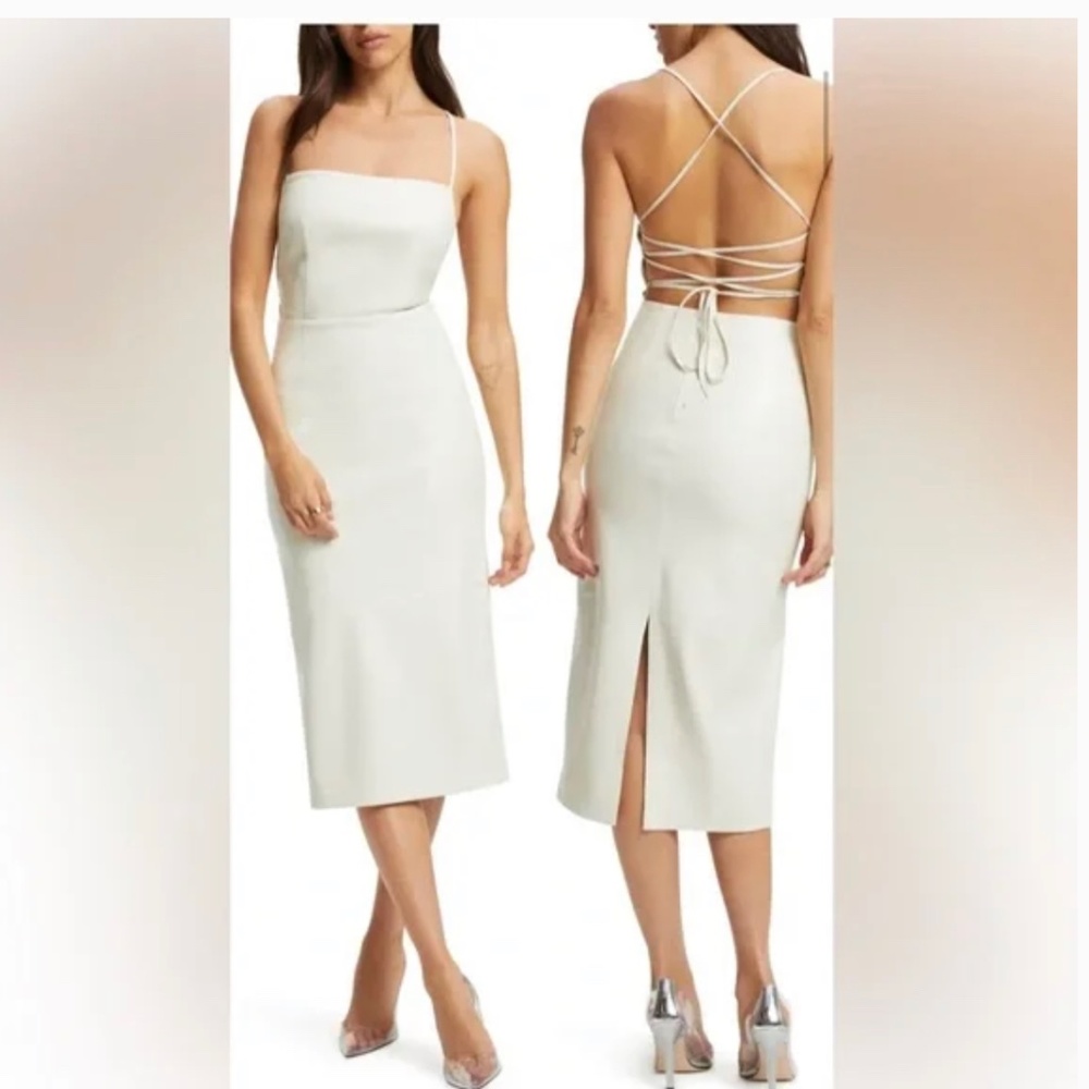 Bone faux leather dress ivory size small